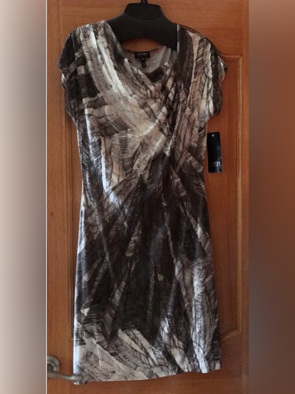 ESCADA designer dress - stretchy pull on black and white dress size medium NWOT